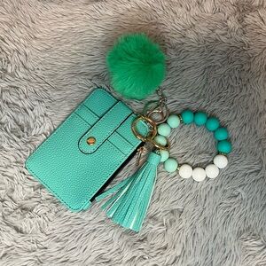 Turquoise Card Holder with Keychain